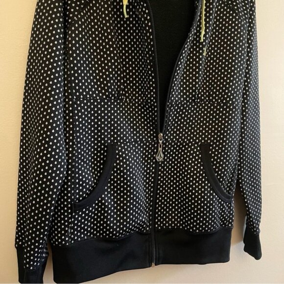 Volcom Black & White Rain Drop Hoodie w Green Lining & High Neck - Picture 10 of 16